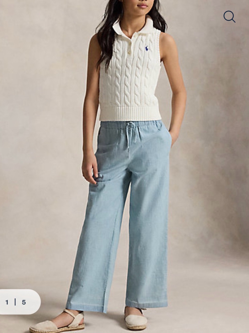 EUC Girls RL wide leg chambray pants size 16